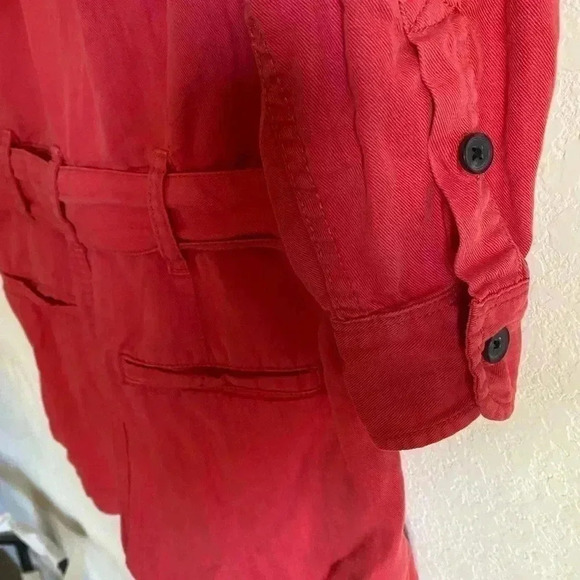 Current Elliott The Kaya Button-Front Long Sleep Utility Waist Tie Romper Size S - Picture 10 of 11